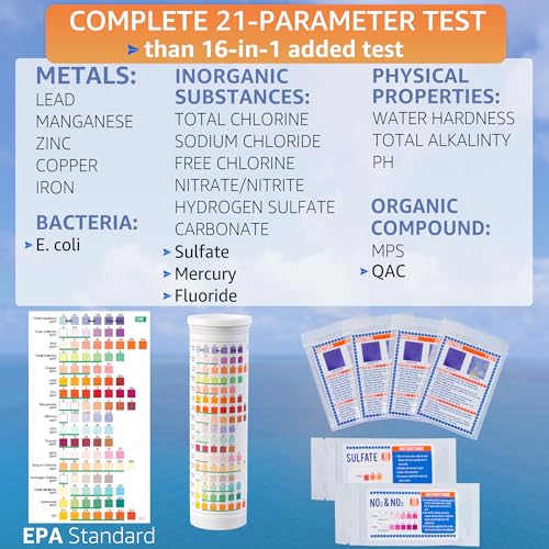 Hykeen HY24002 All-New 21 In 1 Water Testing Kits For Drinking Water, Water Test Kit 120 Strips + 4 Tests, All In One Kit, Home Water Test Kit For Ph, Hardness, Lead thumb #4