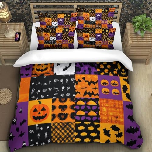 Parure de lit Halloween festive 3 pièces en microfibre King 3D