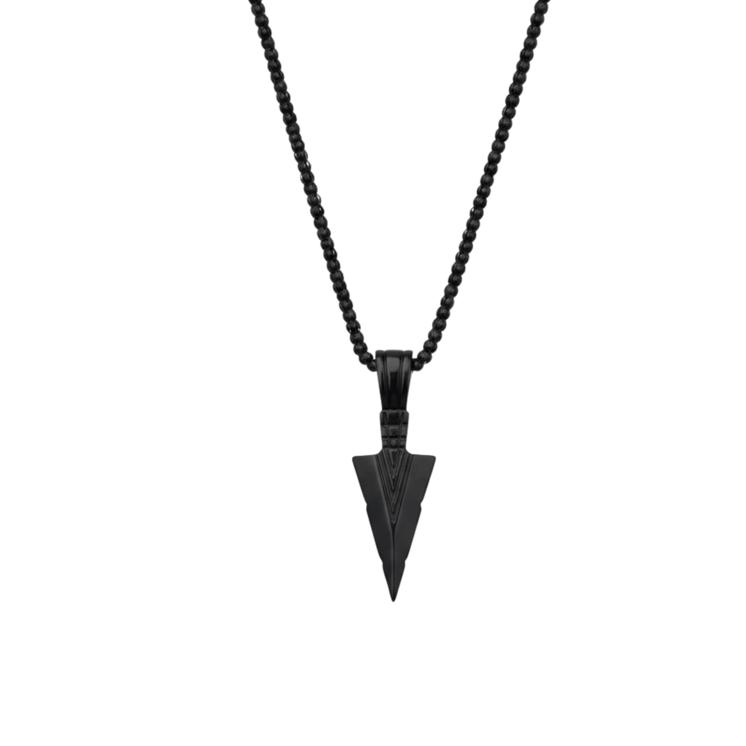 Black Arrowhead Pendant Necklace for Men | Matte Black Spearhead Necklace with Chain | Minimalist Warrior Style Jewelry Metal SPnL202606-image-47