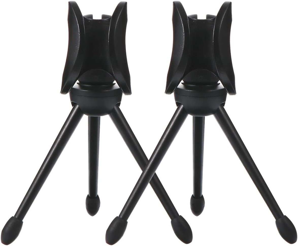 2pcs Black Microphone Tripod Stand Adjustable Desktop Mic Holder Audio Accessory with Universal Mic Bracket for Recording Podcasting and Streaming