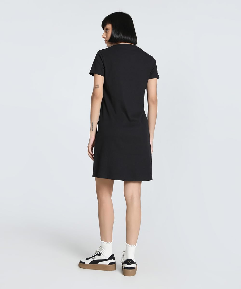 Puma Damen Elevated Bodycon Rib Dress Kleider, Puma Schwarz, XS EU