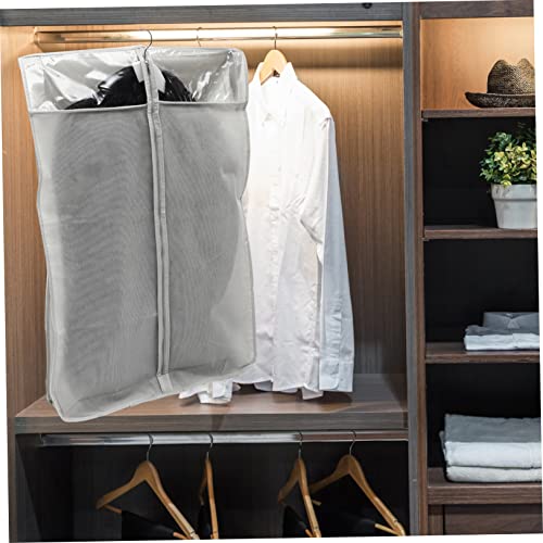 3Pcs Garment Storage Bags Waterproof Hanging Clothes Cover with Zipper Dustproof Wardrobe Organizers for Closet Grey3