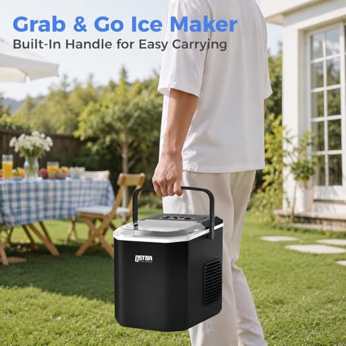Image of OSTBA Countertop Ice Maker Machine, 26Lbs /Day, 2 Ice Sizes, Bullet Ice | 9 Cubes In 6 Min, Self-Cleaning, Portable Design, Smart Indicators, Compact For Home Kitchen RV Party
