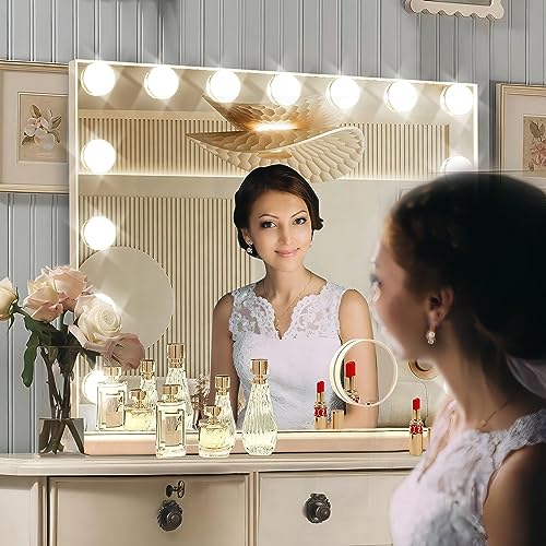 Ratsamee Hollywood Vanity Mirror With Lights, 23 X 18 Inch Led Vanity Mirror,15 Bulbs,3 Color Lights,Make Up Lighted Mirror thumb #4