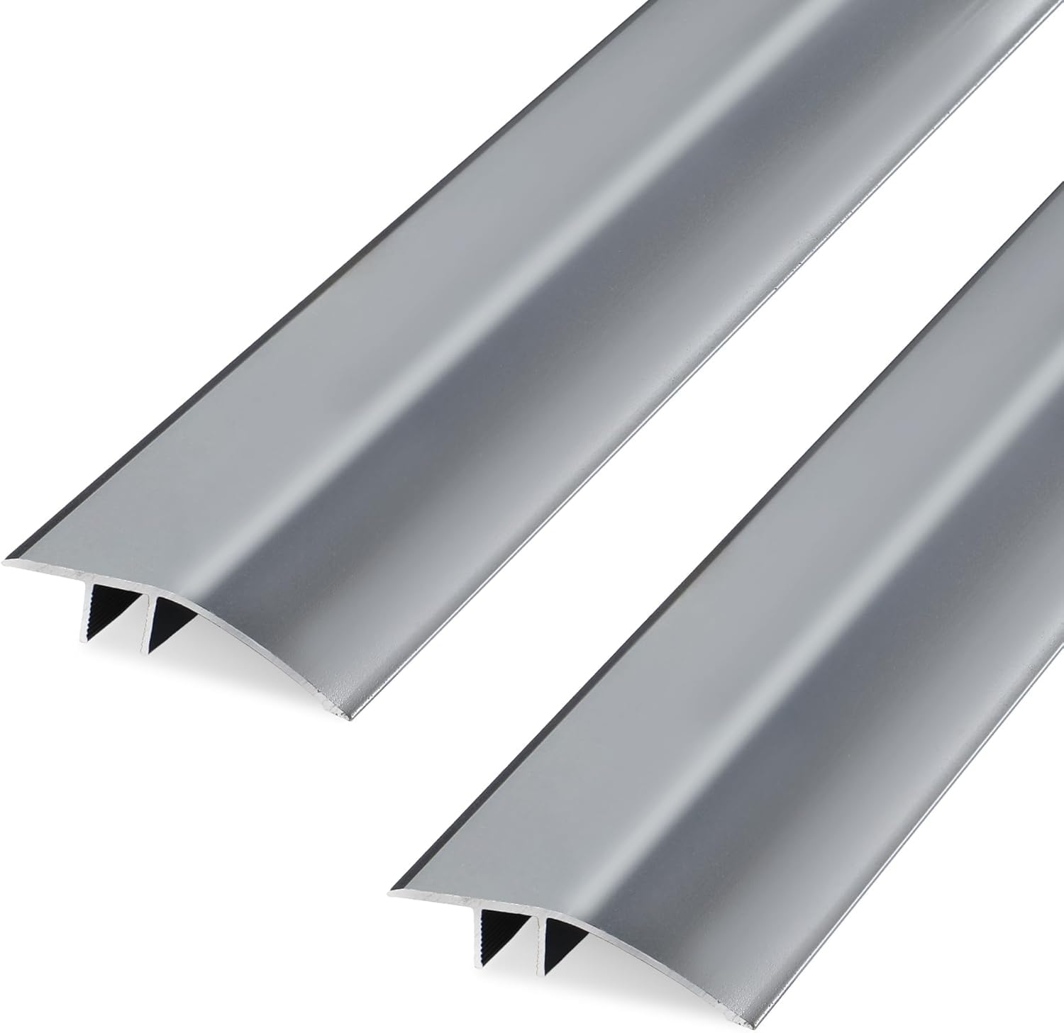 2Pack 1M Aluminum Floor Transition Strip Door Bar for Doorways Threshold Ramp Tile Laminate Planks,Bridge The Height Between 6-12mm(Iron Grey,4.3cm)