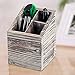 MyGift Torched Brown Wood Desktop Caddy with 4 Compartments, Cubed Shaped Office Supply Pen Pencil Cup Holder Storage Box Organizer Bin with Slant Top
