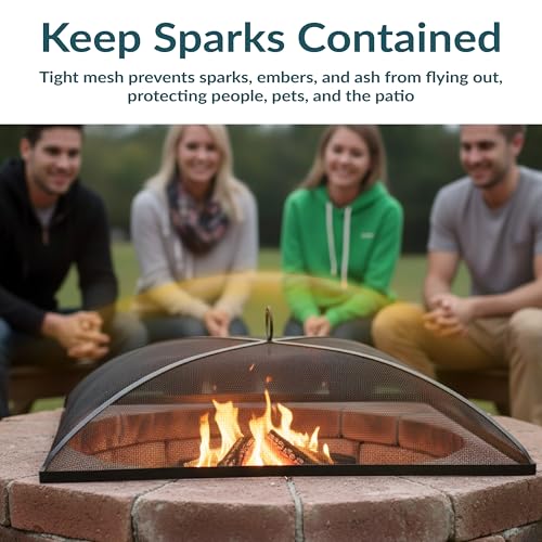 Sunnydaze Heavy-Duty Steel Mesh Fire Pit Spark Screen Cover - Outdoor Fire Pit Screen Cover - Square - Black - 24-Inch