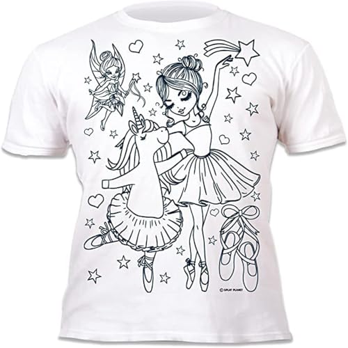 Splat Planet Einhorn-Ballerina-t-Shirt Magisches T-Shirt Zum Ausmalen Mit 10 Ungiftigen, Waschbaren Zauberstiften – Färben Sie Ihr T-Shirt, Färben Und Waschen Sie Es Weg Und Wieder EIN (3-4 Years)