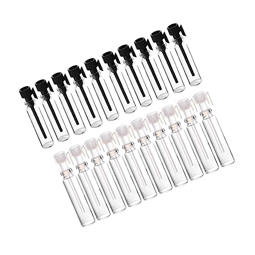 HONITANO 100 piezas Unidades Frascos de Vidrio para de con Tapones Transparentes y Negros Recargables para Viaje Almacenamiento y Doméstico