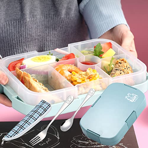 iEago RC Lunch Box Boîte à Lunch Étanche Bento Boîte à Lunch Enfant Bento Boîte à Lunch 1000ml Travail-école-extérieur Micro-ondes & Lave-vaisselle avec Fourchette Cuillère Bleu Cover
