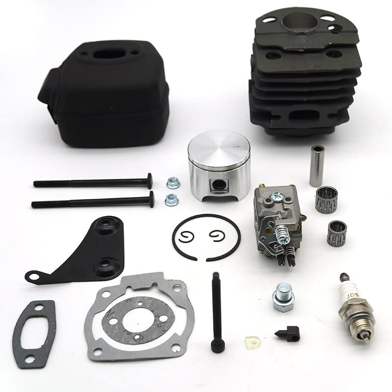 LILYY Silenciador de Escape de carburador de pistón de Cilindro de 46MM, Kit de Tensor de Ajuste de Cadena for Husqvarna 55 51, Pieza de Repuesto de Motosierra de jardín