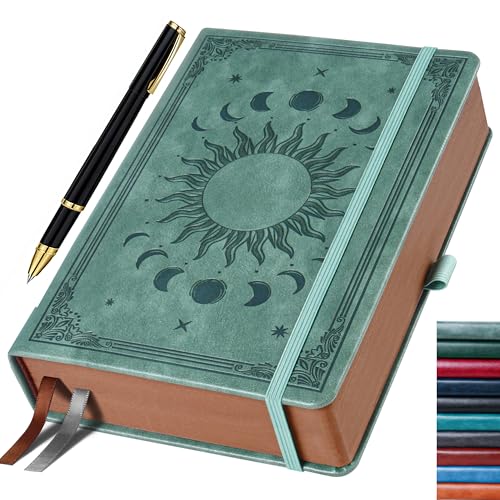 HwxBen Notizbuch (14.5 x 21 cm) Liniert, 360 Seiten – Tagebuch für Erwachsene mit Stift, PU Leder Hardcover Notizblock – Ideal als Geschenk für Familie und Freunde – Premium Grau