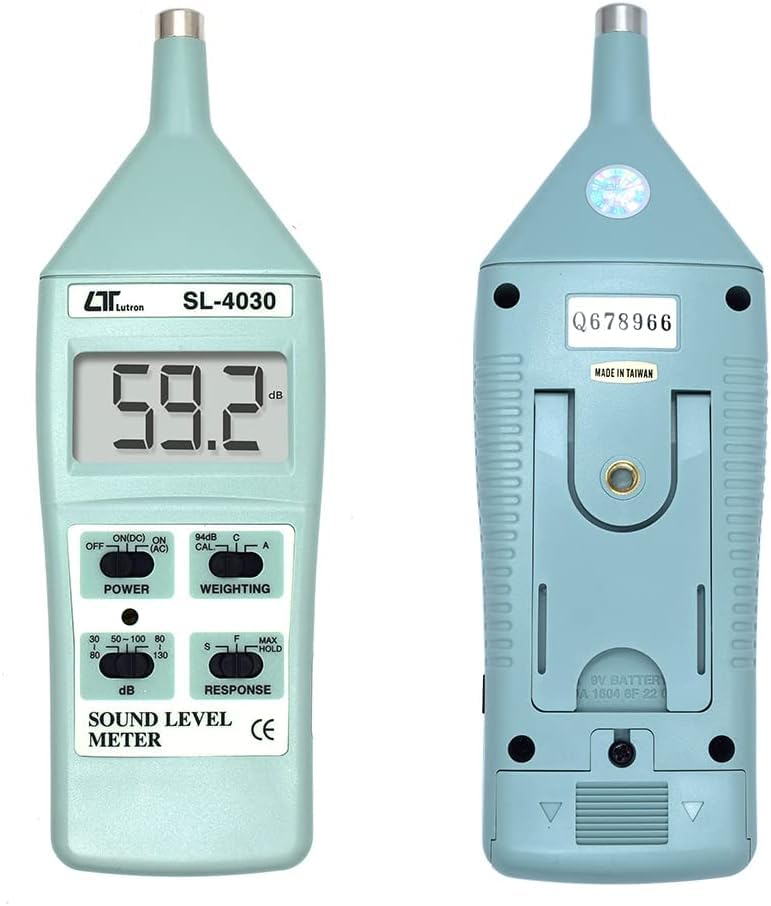 Sonómetro digital (rango: 30 a 130 dB) para auditorios, pruebas de ruido vehicular y teatros | Medidor de sonido para escuelas, monitoreo acústico y medición de decibelios | Modelo: SL-4030