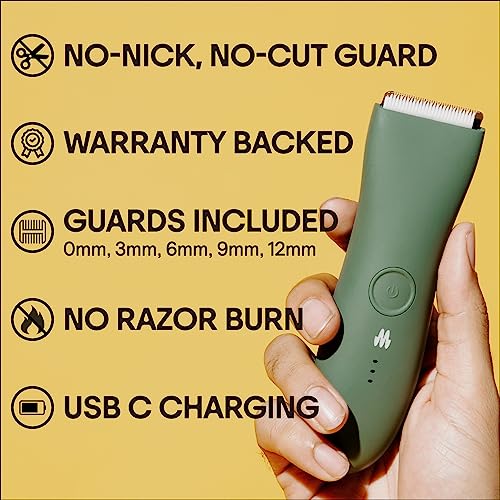 Image of Meridian Premium Usb Powered Trimmer For Men And Women, Usb C Charging, Travel Lock, 6 Colors Available, Sage | Waterproof Hair Trimmer for Men & Women | Rechargeable Body Shaver with USB-C Charger | Sage