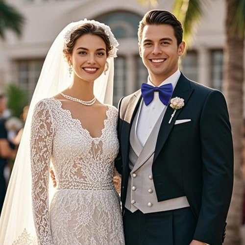 Image of Luckyvestir Oversized Bow Ties for Men, Pre Tied Clip on Men's Black Bowtie for Wedding Tuxedo Banquets Formal Wear