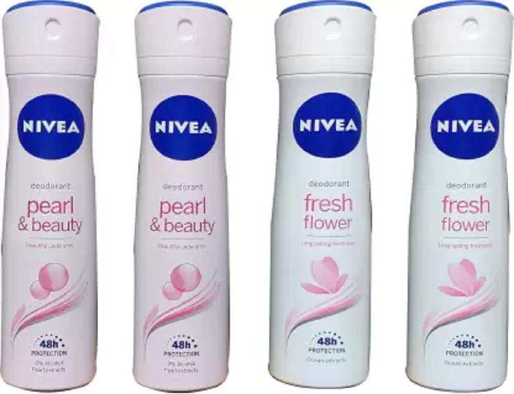 Nivea 2 PEARL & BEAUTY, 2 FRESH FLOWER (PACK OF 4) Deodorant Spray - For Women (600 ml, Pack of 4)-picture-31