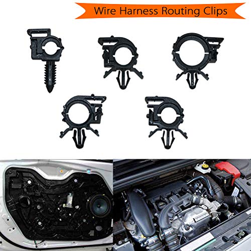 ROLINGER Car Wire Harness Routing Clip Wiring Harness Wire Loom Routing Clips Assortment 56 PCS Retainer Car Clips Contains 6 Different Sizes Replacement Parts for Honda GM Mazda