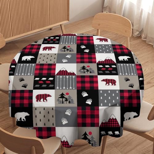 Retro-Rustic-Tablecloth-Rustic-Cabin-Brown-Bear-Vintage-Nature-Wildlife-Retro-Farmhouse-Table-Cover-for-Holiday-Farmhouse-Kitchen-Dinning-Outdoor-Indoor-Round-36x36in Retro Rustic Tablecloth Rustic Cabin Brown Bear Vintage Nature Wildlife Retro Farmhouse Table Cover for Holiday Farmhouse Kitchen Dinning Outdoor Indoor Round 36x36in
