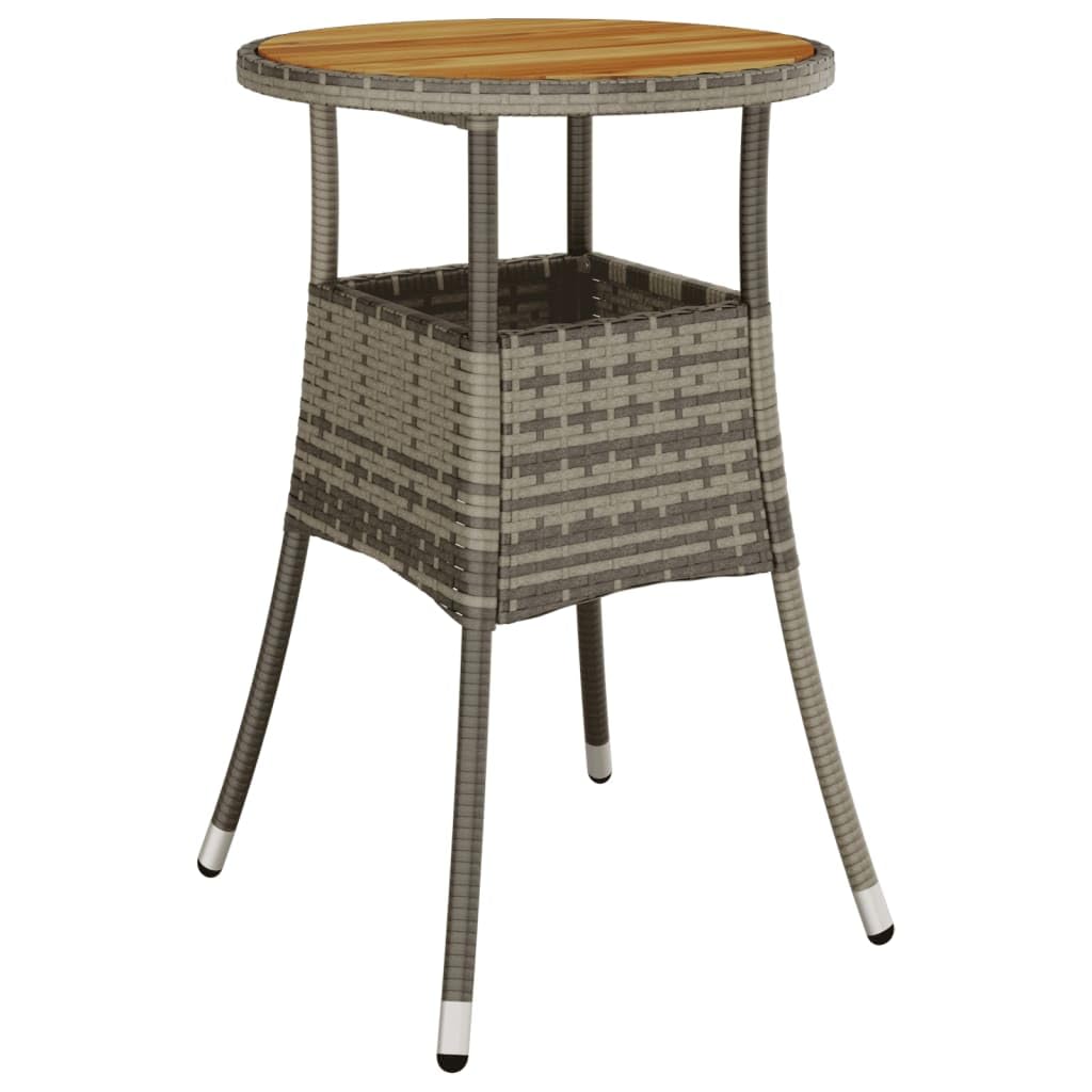 Set da bistrot da giardino, 3 pezzi, in rattan sintetico grigio, con cuscini imbottiti, acciaio verniciato a polvere, tavolo da 55 x 75 cm, 2 sedie per balcone, terrazzo, mobili