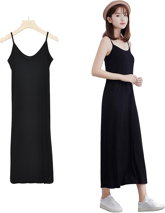 Amazon Co Jp Palame Vネック ペチコート ワンピース インナーワンピース スリップ 透けない 接触涼感 5度 ゆったり 鎖骨肌魅せ 肌触りよい 着痩せ 上質光沢 キャミソールワンピース ルームウェア 薄手 軽量 高伸縮 重ね着 着丈3タイプ ファッション