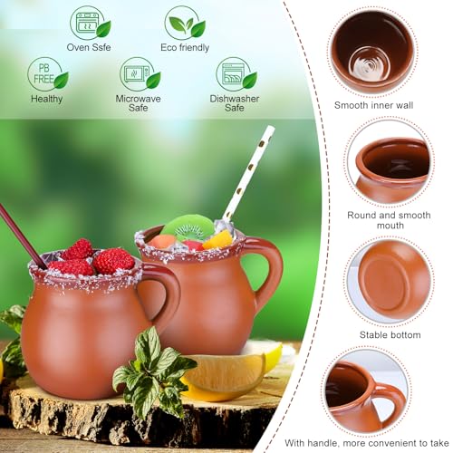 Set de 6 tazas cantaritos de barro cerámica 12 oz miniatura 3