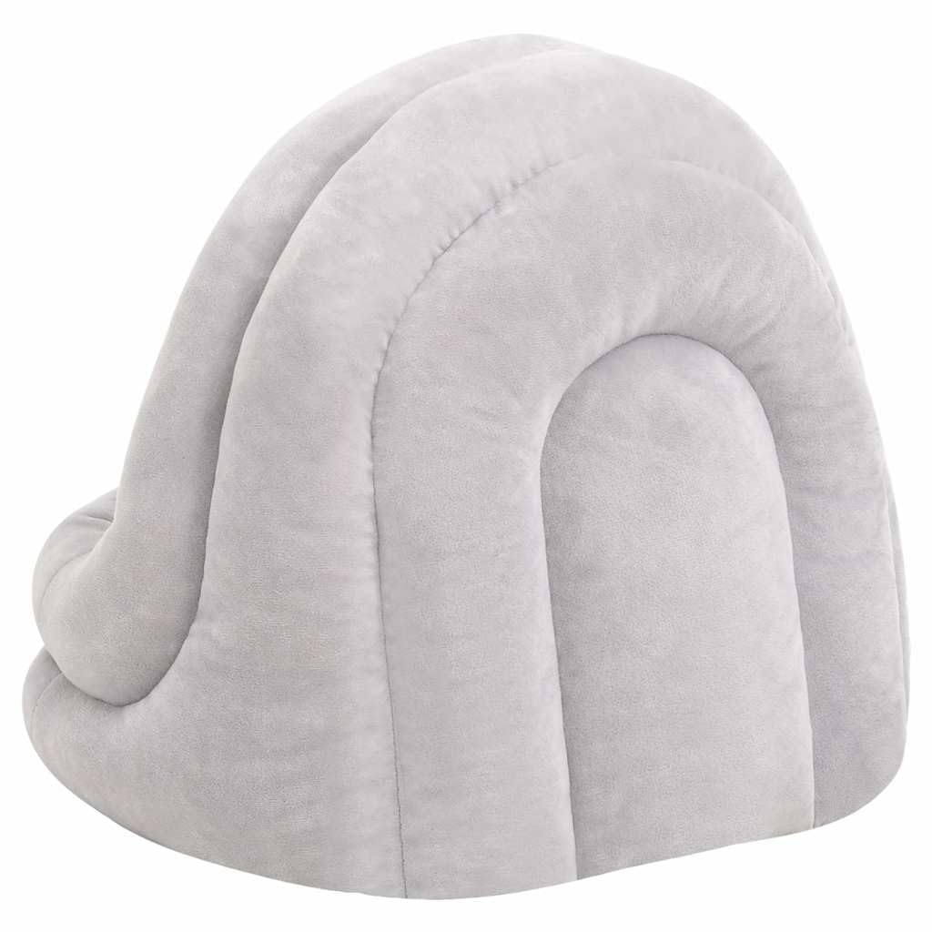 Katzenbett Kuschelbett 40x40x35 cm Grau Creme Fleece Polster Schlafplatz Rückzugsort Höhle für Wohnzimmer Balkon Heizung Sofaecke Warm Bequem Waschbar
