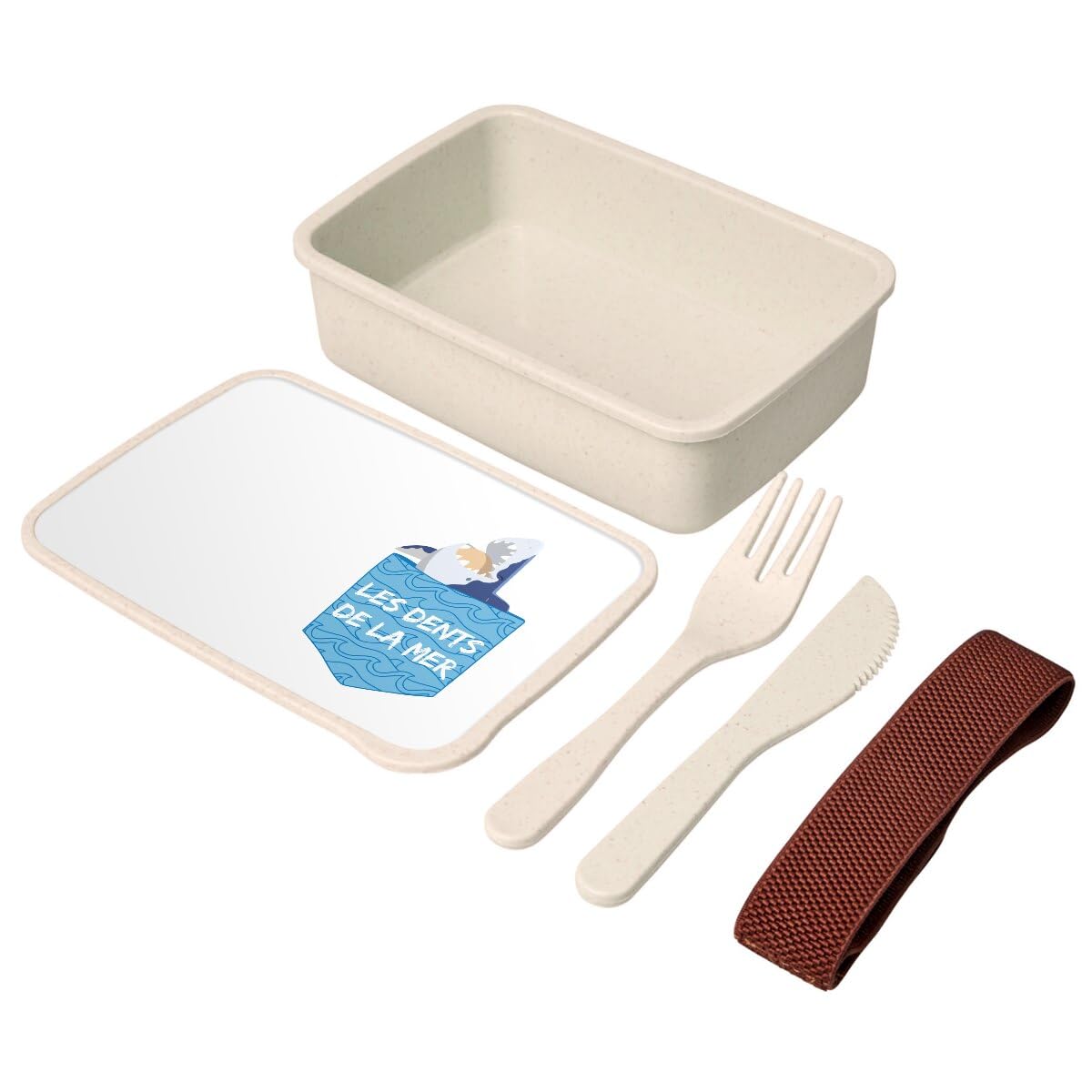 Fabulous Lunch Box with Cutlery Surprise Shark Attack 700 ml White