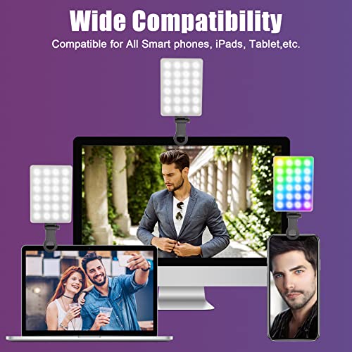 Jyjzpb Rgb Selfie Light Fill Light With Front & Back Clip For Phone, Iphone, Android, Ipad, Laptop, Great For Makeup, Selfie, Video Conference, Vlog, Selfie, Live Stream, Video Light #TOP1