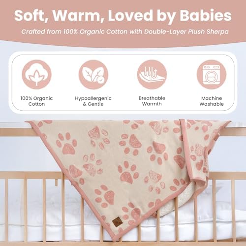 Global Organic Textile Standard Little Dedi Baby Winter Decke - Weich & Atmungsaktiv, Strickdesign, 75x95 cm, Ideal für 