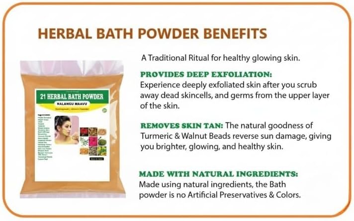 Herbal Bath Powder 100g | 21 Herbal Nalangu Maavu | Ubtan | Sunnipindi for Baby, Girls & Women