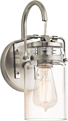 Miniatura 15 de Lámpara de pared Brinley de Kichler, para 1 foco y con pantalla de vidrio transparente, 45576OZ, 100watts, 120 volts Bronce antiguo,cepillado