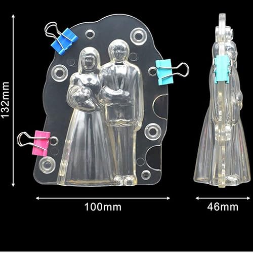 Miniatura 2 de TUKE Moldes de chocolate 3D para novia y novio pareja caramelo Fondant moldes de decoración de pasteles de cumpleaños con clips