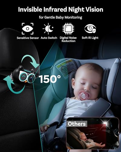 Image of OTTOCAST Cabin Care Baby Car Camera with Wireless CarPlay Adapter, 1080P HD Baby Monitor with IR Night Vision, 150 Wide Angle, Real-Time Rear Seat View On Car Screen, Easy Install