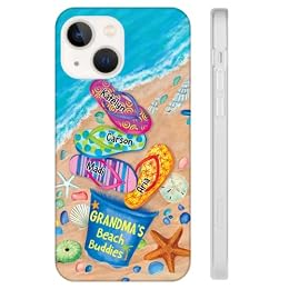 My4gifts Personalized Grandma Phone Case, Custom Phone Case Gifts for Grandmas Moms Aunties Nanas on Mother's Day, Summer Beach Holiday, Birthday, Grandma's Beach Summer Flip Flop Phone Case