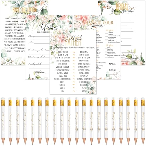 Maxdot 220 Pcs Wedding Supplies Bridal Shower Game Set, Flowers