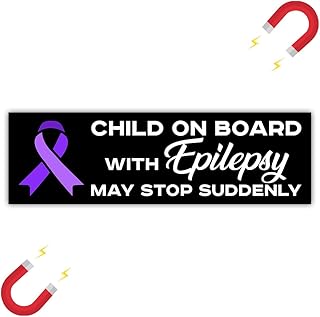 [10"x3"] Child On Board with Epilepsy May Stop Suddenly Bumper Magnet Funny Warning Epileptic Person Epileptic Children Bumper Magnet Epileptic Awareness Stickers Vinyl Car Stickers Decals
