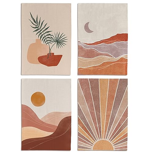 Liosei Boho Sun Kitchen Towels, Dish and Hand Towels for Kitchen Bathroom, Bohemian Decor for Home, 16x24 Inch Set of 4