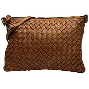 SH Leder Vintage gevlochten schoudertas clutch middelgrote tas avondtas gevlochten premium rundleer echt leer 30x21cm…