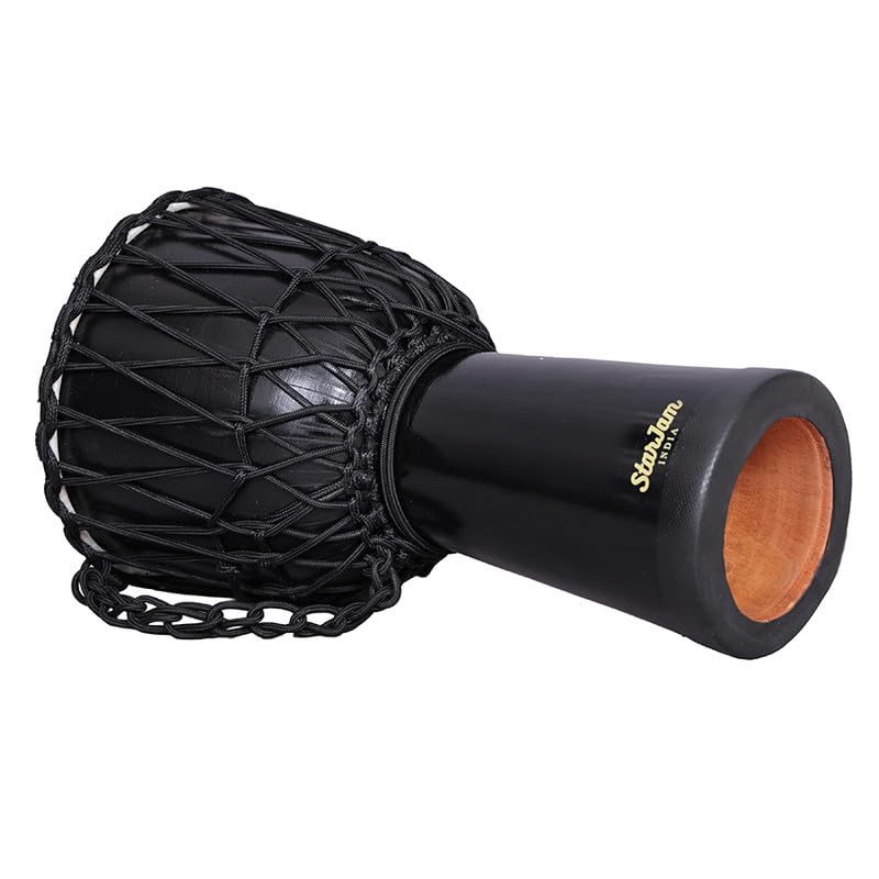 Image of StarJam- Djembe 8 Inches Diameter X 16 Inches Height Mahogany Wood Djembe Drum with BAG - Pure Black (8 x 16 Inches)