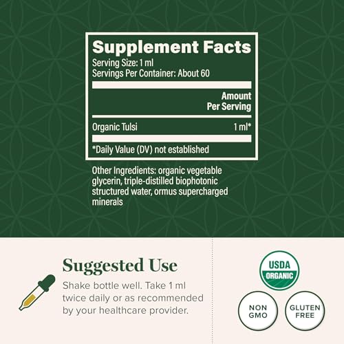 Global Healing Center - Organic Tulsi (Holy Basil Leaf Extract) Vegan Liquid Supplement Drops (Organic Basil) - Bioavailable Herb for Normal Stress Response, Natural Energy & Immune Support - Thumbnail 3