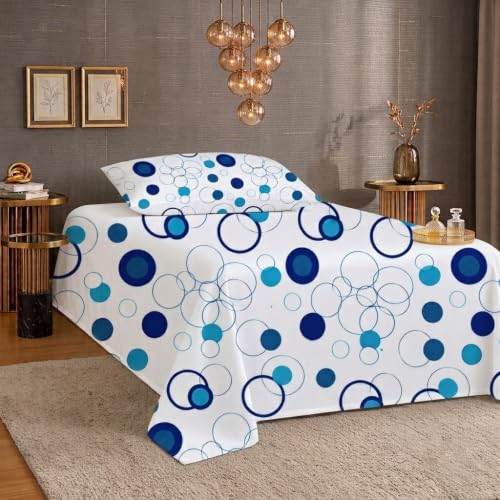 Image of IVAZA 240 TC Soft Ezyption Cotton Floral Print Single Bed Bedsheet - with 1 Pillow Covers, Hypoallergenic, Brethable, (Size- 60 x 90 Inch | White Blue