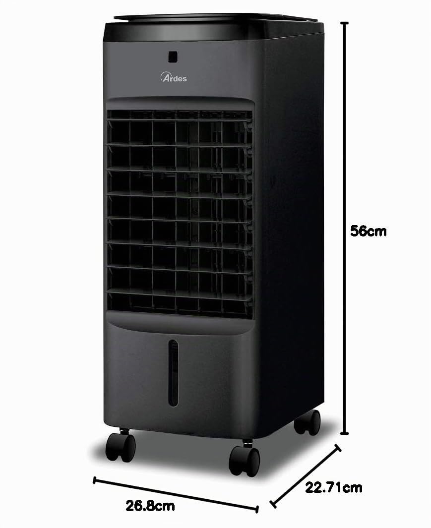 Ardes AR5AMR08 Penny Rafraîchisseur d'ambiance avec roues numériques, minuteur et télécommande, capacité du réservoir 4 L, noir
