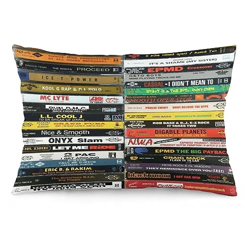 Wreioau Funda de almohada decorativa rectangular con cintas de hip hop de los años 80 y 90, decoración del hogar para sala de estar, sofá, coche, acogedora funda de cojín de 12 x 20 pulgadas
