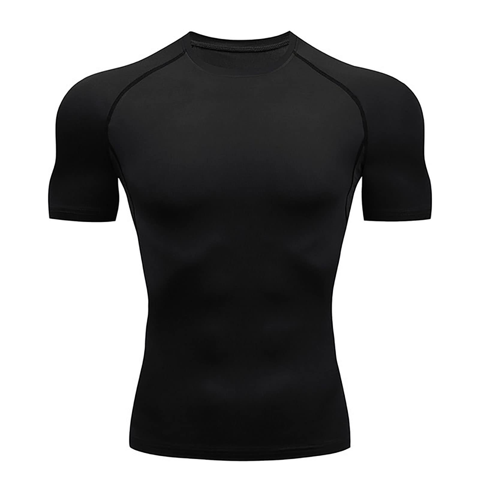 Męskie Koszulki Kompresyjne, Męskie Koszulki Kompresyjne Cool Dry z Krótkim Rękawem T-shirty Sportowe Topy Koszulka Sportowa do ćwiczeń (L)