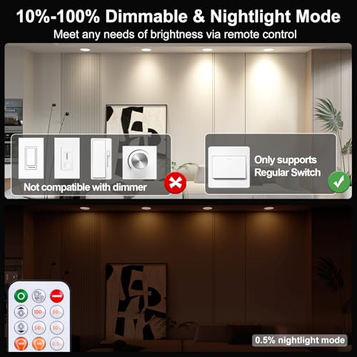 Image of Recessed Lighting 5 /6 Inch Color Changing LED Can Lights for Ceiling, 13W 1050LM Retrofit Recessed Lights with Baffle Trim, RGBCW Downlight Dimmable by Remote Control, Memory, Delayed Off, 12 Pack
