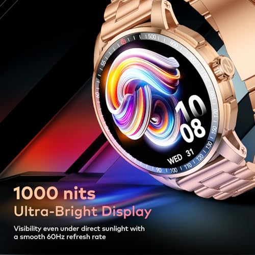 Image of itel Unicorn Max Smartwatch with 1.43 inch AMOLED Display, 1000 Nits Brightness, AI Voice Assistant, Bluetooth V5.3, IP68 Waterproof, 200+ Watch Faces, 100+ Sports Modes (Copper Gold)