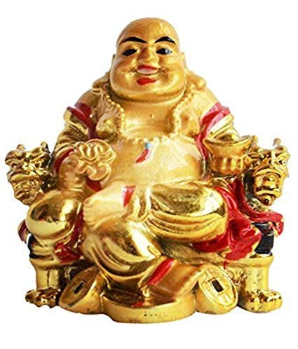 GJ Polyresin Laughing Buddha Showpiece, Standard, Gold, 1 Piece