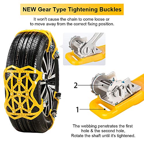 Qoosea Snow Chains 7 Pack Universal Car Anti-Skid Emergency Adjustable Tire Chains for Cars SUV Truck Driving on Snow and Ice Road, Sand and Mud Road, Uphill Road, Fit Tire Width from 165mm-265mm