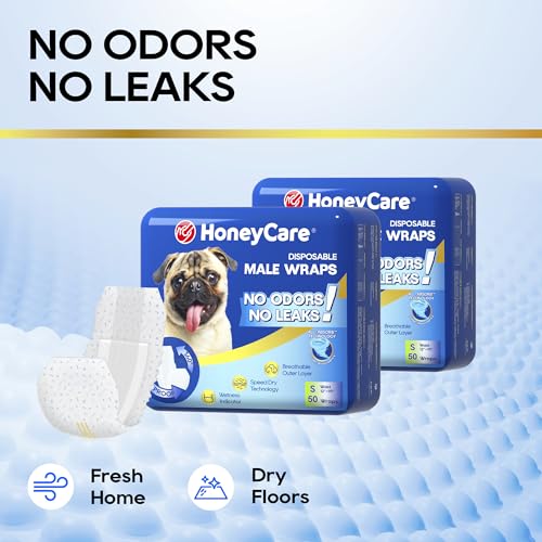 HONEY CARE All-Absorb A26 Male Dog Wrap, 50 Count, Small #5