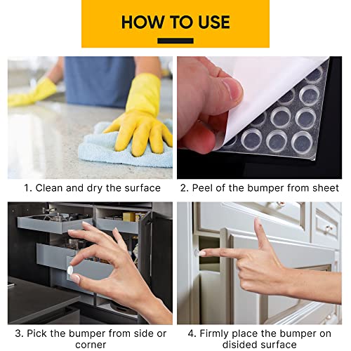 Vellax Cabinet Door Bumpers 128 Pcs - 1/2” Diameter Clear Self Adhesive Pads, Cabinet Stoppers, Rubber Bumpers For Drawers, Cupboards, Cutting Boards, Glass Tops, Picture Frames, Kitchen Furniture #TOP6